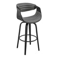 Gray and Black Swivel Counter Stool with Leatherette Bucket Seat I34293
