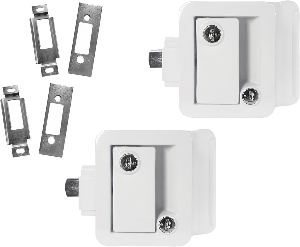 White RV Entry Door Handle with Deadbolt Pack of 2 Y64753