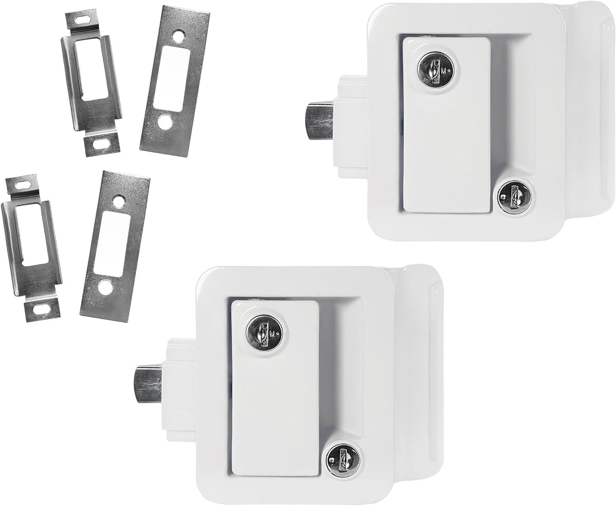 White RV Entry Door Handle with Deadbolt Pack of 2 Y64753
