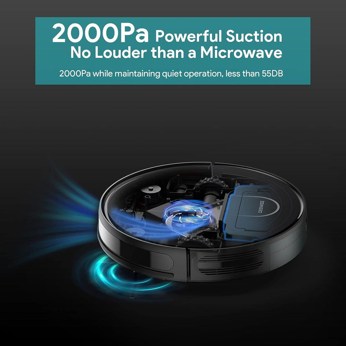 Robot Vacuum 2000PA Suction 120Mins Runtime 6 Cleaning Mode A172292