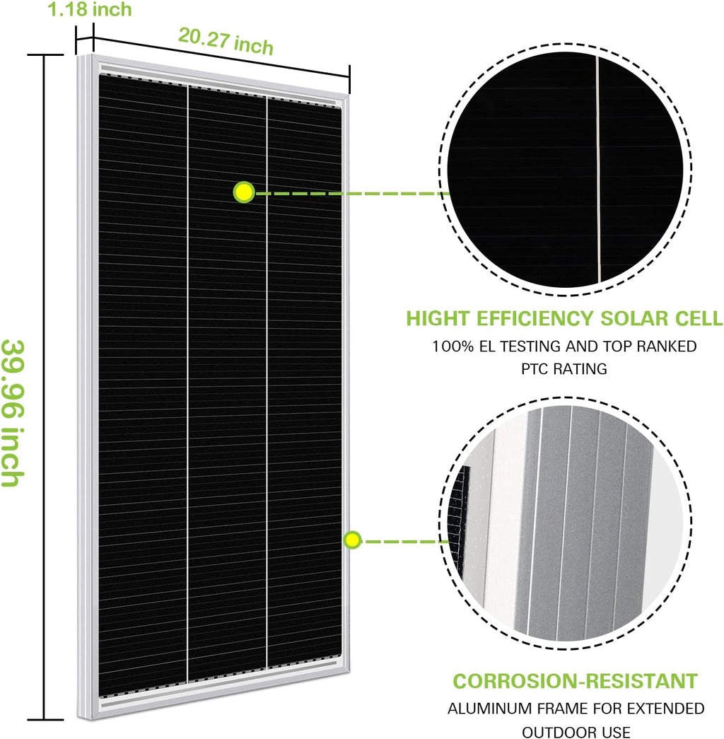 12 Volt 100 Watt Monocrystalline Solar Panel Starter Kit J624035