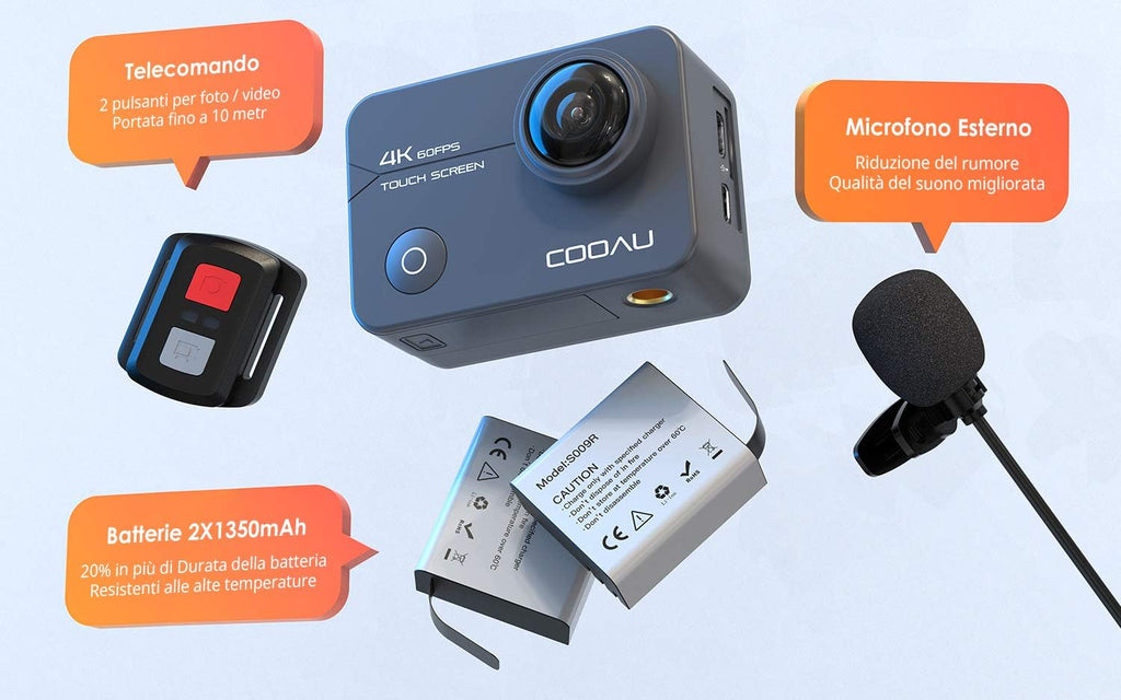 Native 4K 60fps 20MP Touch Screen Wi-Fi Action Sports Camera with 40M Waterproof Case T6701