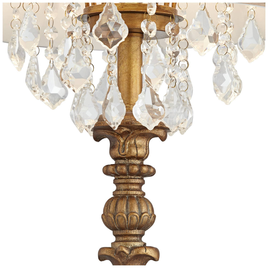 Crystal Gold Candlestick Table Lamp with Beige Bell Shade V589