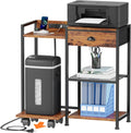 Printer Stand with Storage Drawer, 3 Tier, Wheels, Rustic Brown Q7311