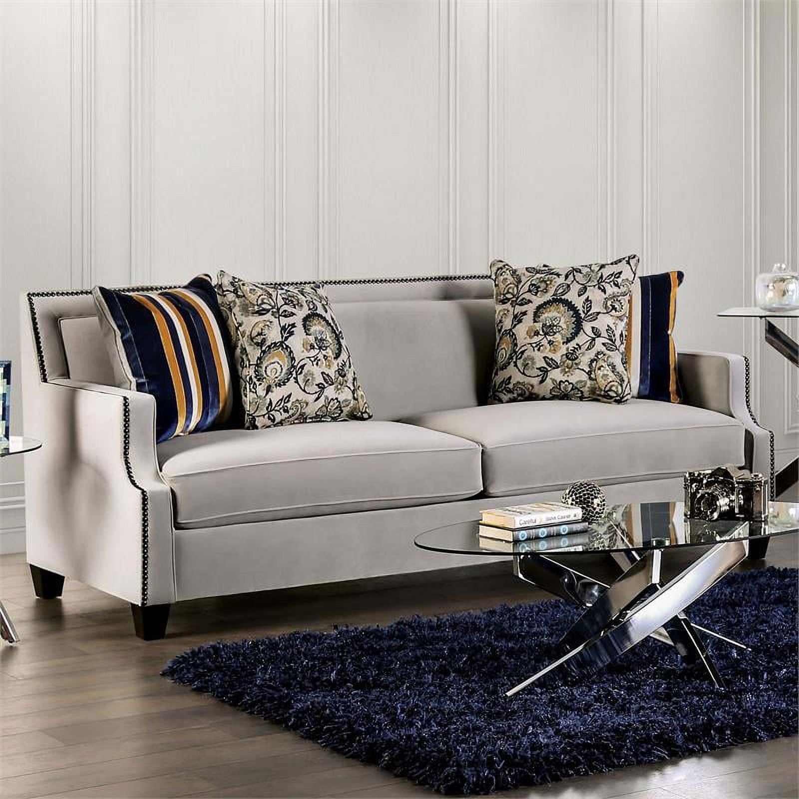 Light Gray 2-Piece Fabric Sofa Set S583