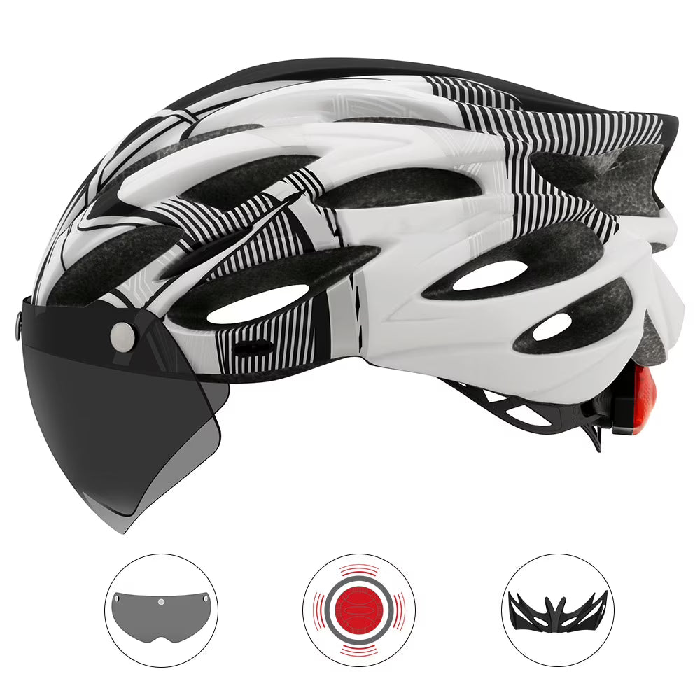 Road Mountain Bike Helmet with Lens and Brim F684157