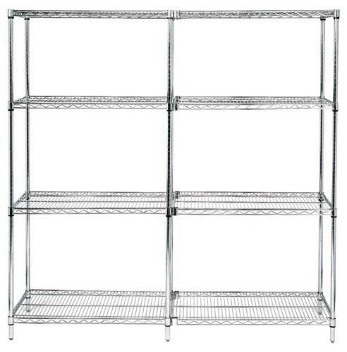 Chrome Wire Shelving Starter Kit 72inch W x 30inch D x 86Inch H W734840
