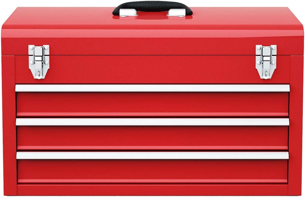 Red Steel 3 Drawer Tool Chest with Top Tray V266