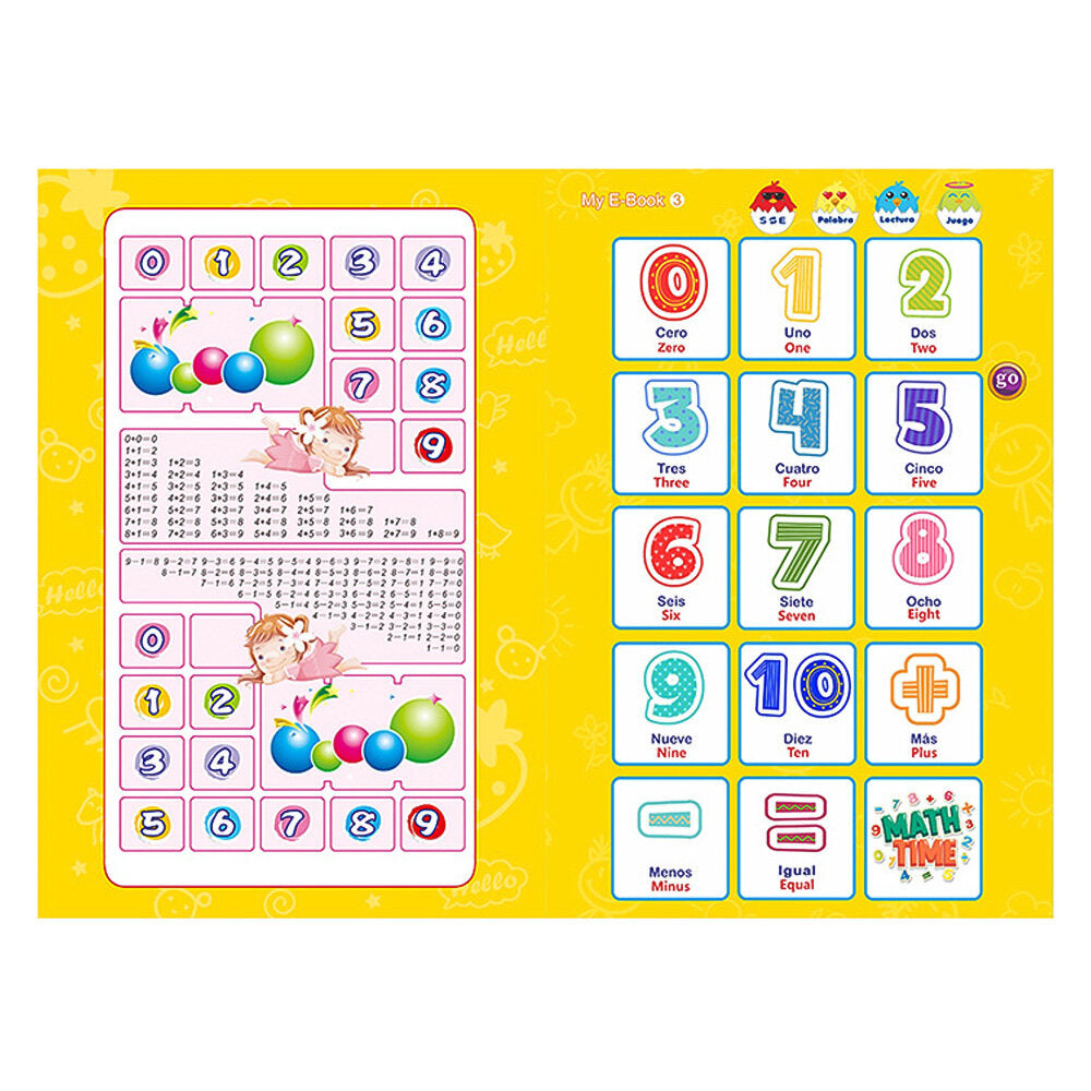 2-in-1 Spanish English Sound Board Book Interactive Talking Book Early Educational Reading Toy U1641