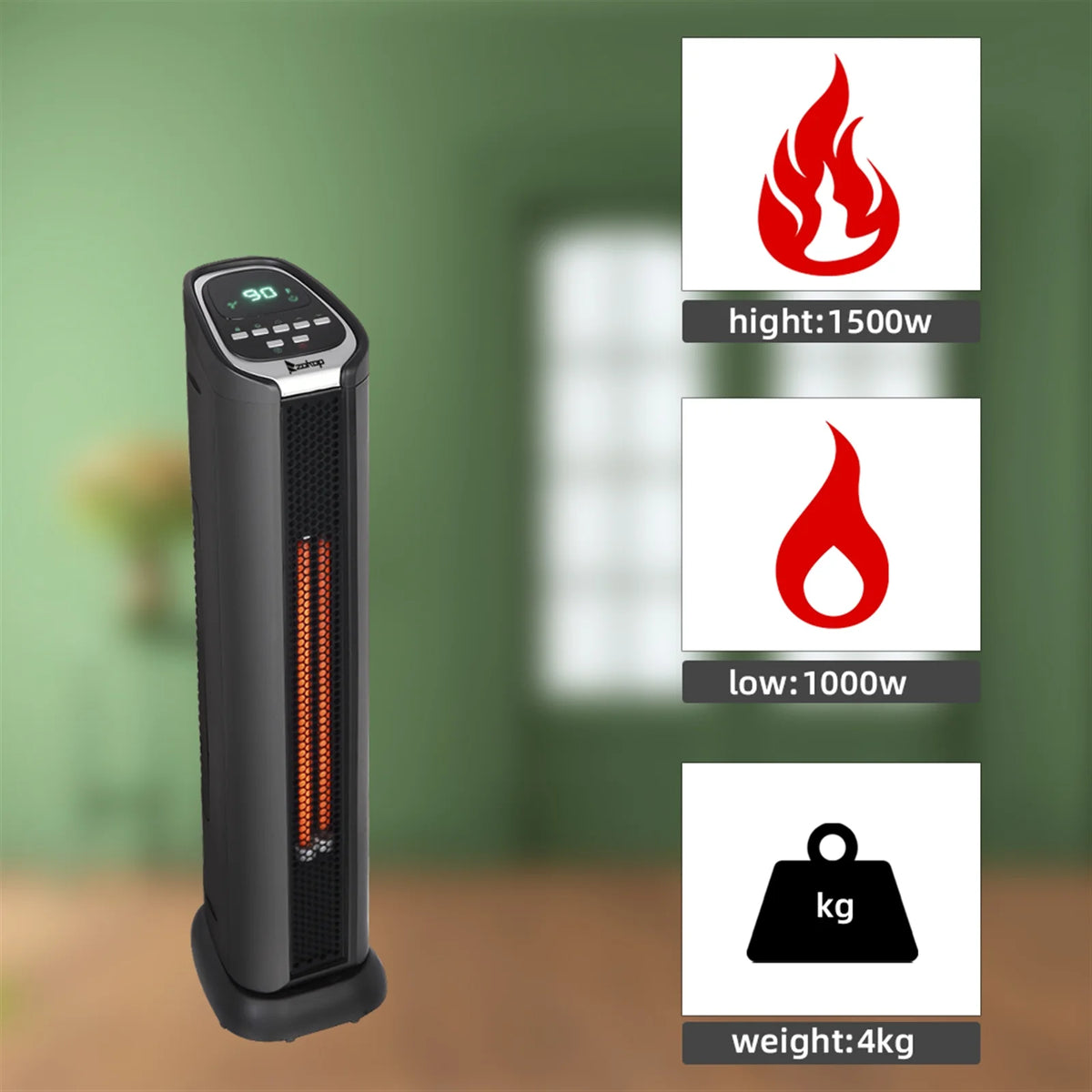 1500W Portable Infrared Tower Heater with Smart Control F2590