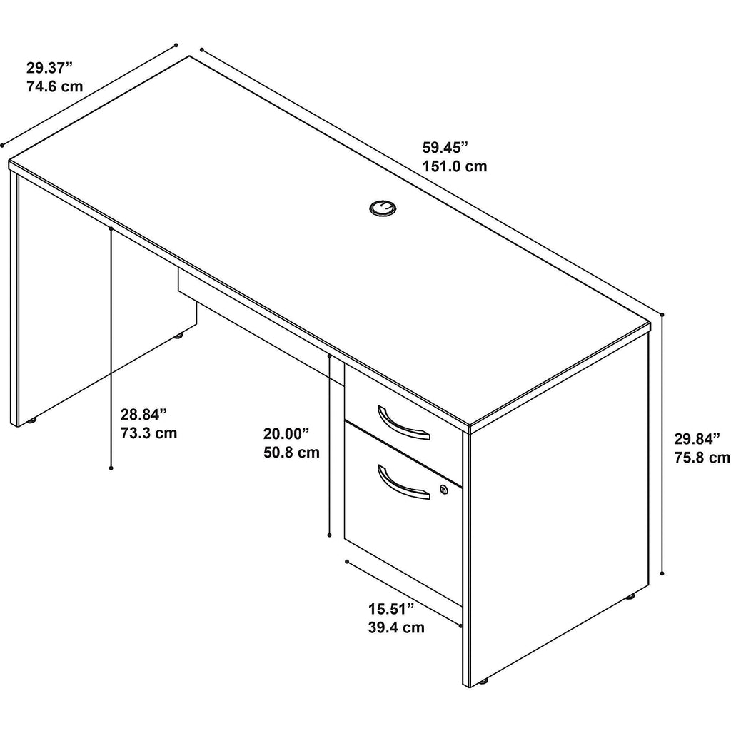 Mocha Cherry Office Desk with Pedestal P29851