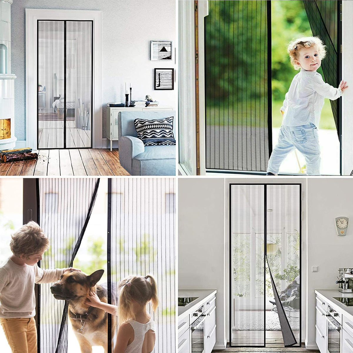 38" x 83" Black Fiberglass Mesh Screen Door O9682
