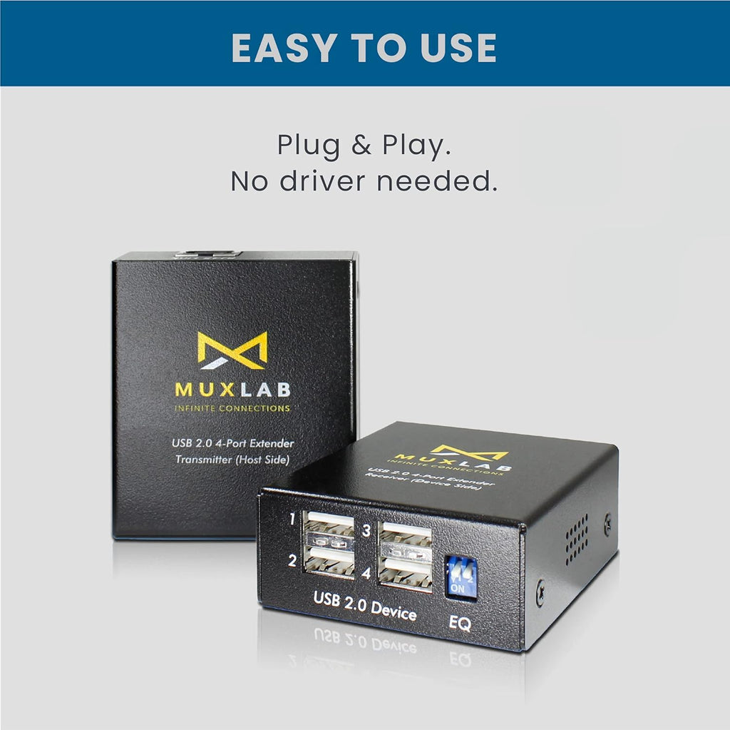 USB 2.0 4-Port Extender Kit, 165ft (50m) Over Single Cat5e/6 Cable E840
