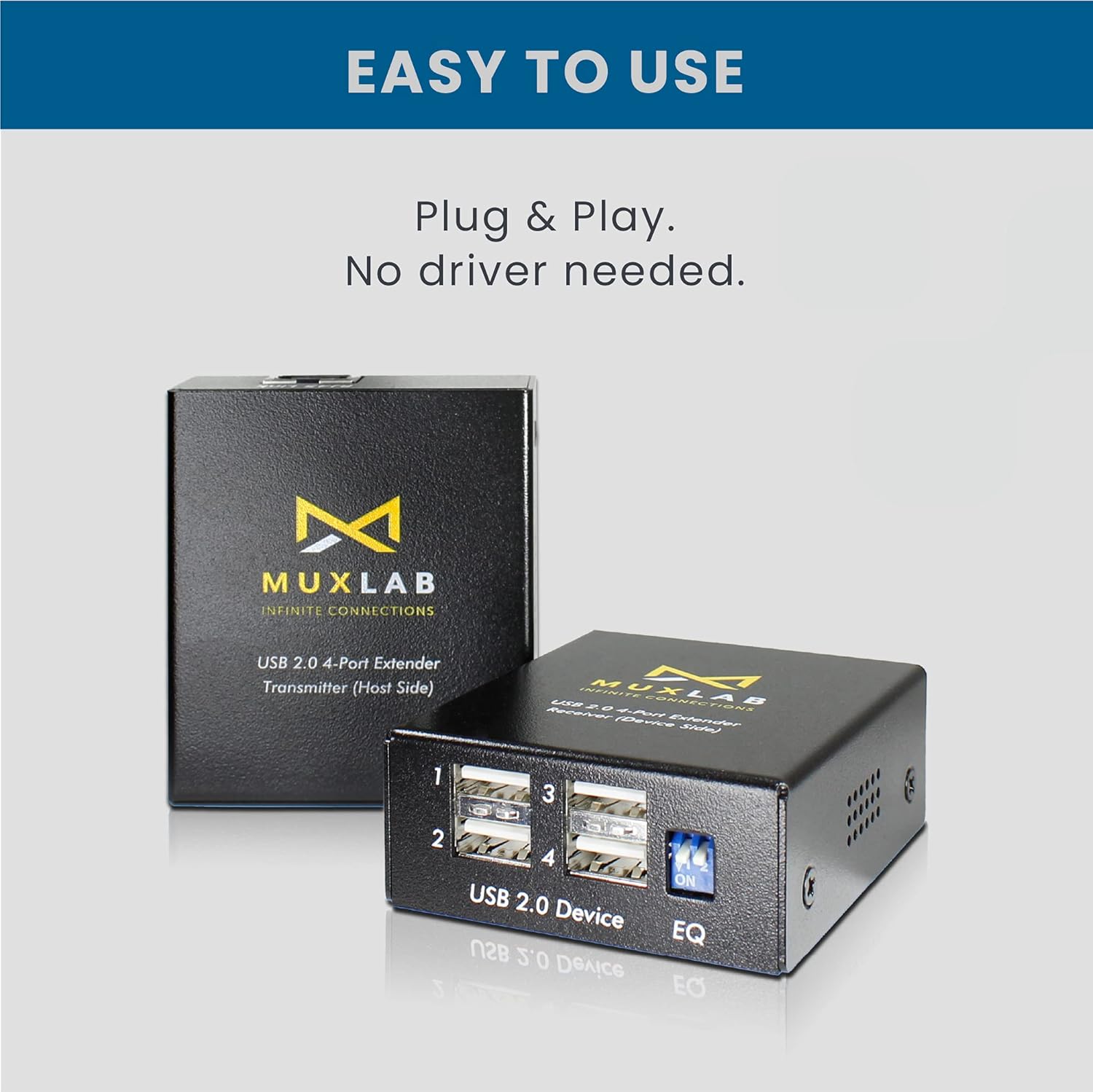 USB 2.0 4-Port Extender Kit, 165ft (50m) Over Single Cat5e/6 Cable E840