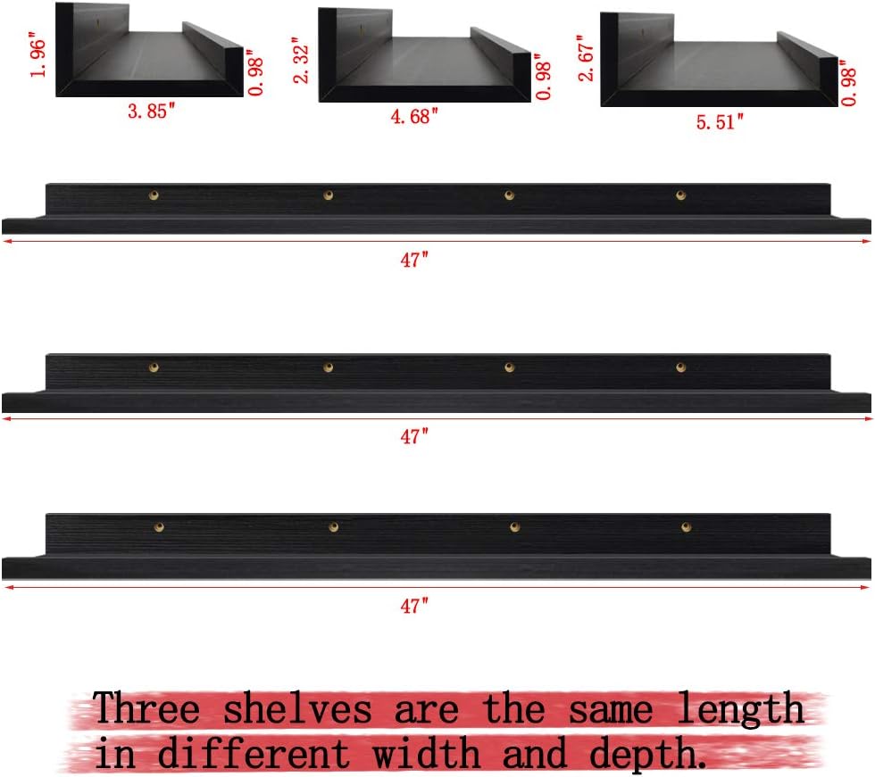 Black Wall Mount Floating Shelf Set of 3 B958273