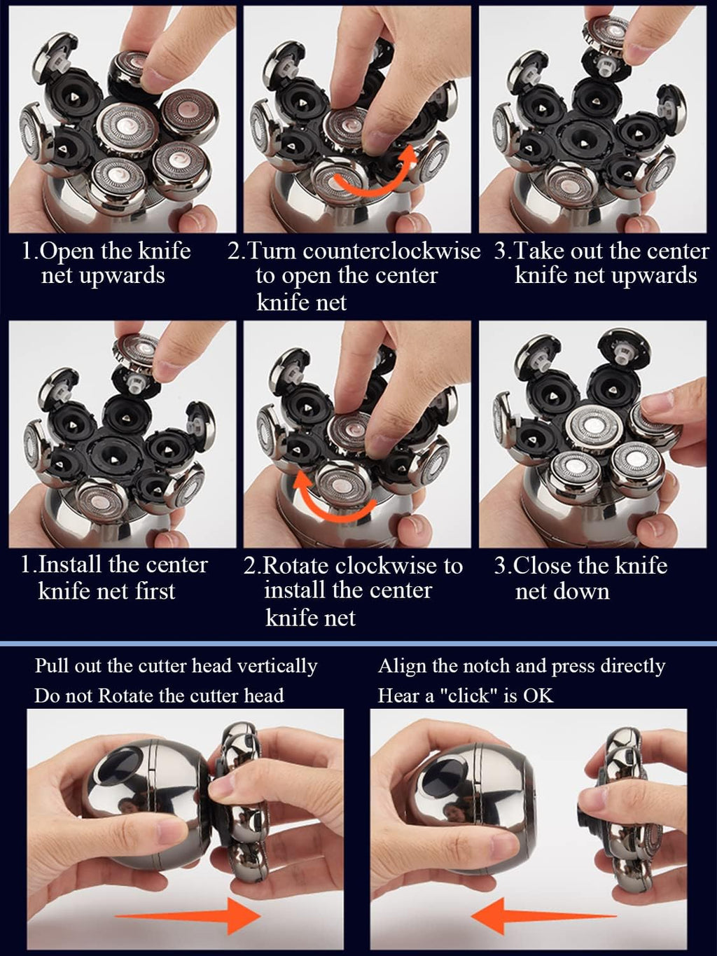 5-in-1 Electric Head Shaver Rotary Design Grooming Kit Cordless Rechargeable Pack of 2 H80873