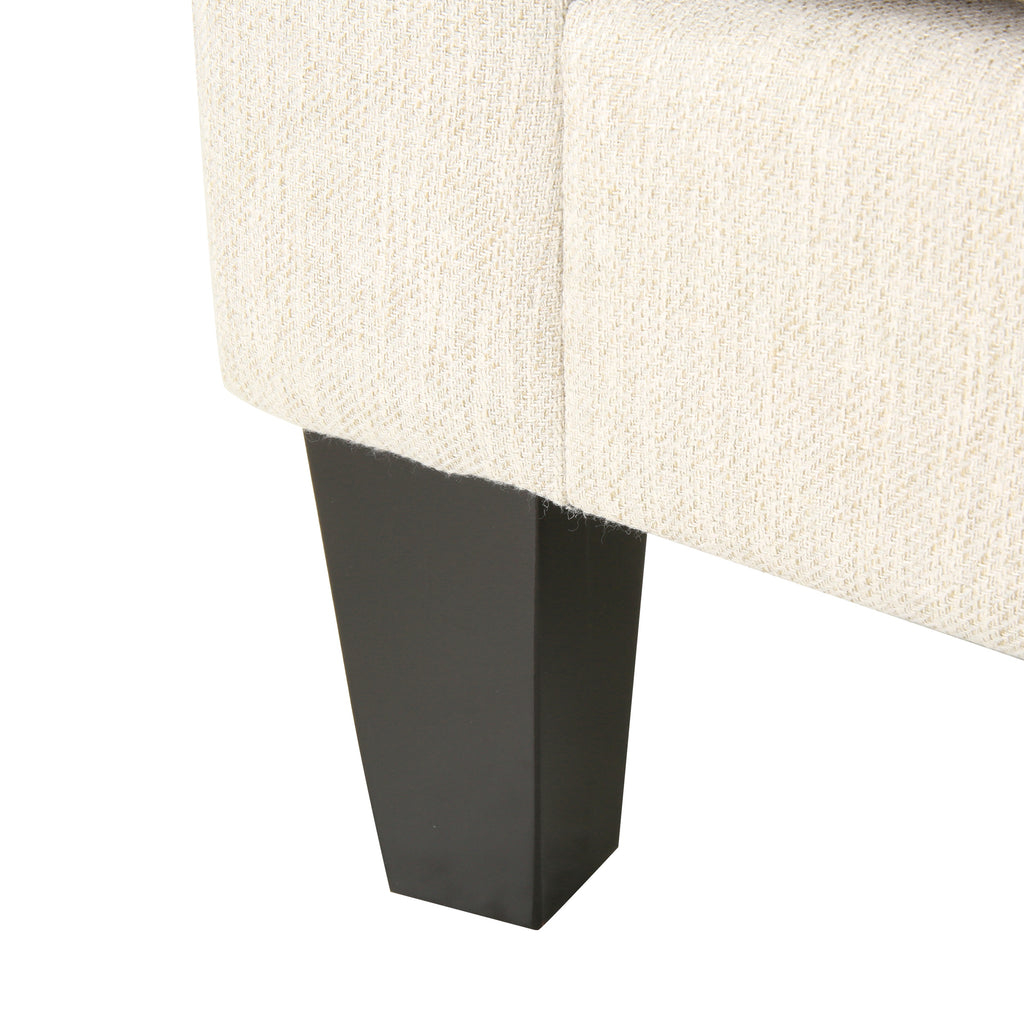 Beige and Dark Brown Fabric 4 Seater Sofa with Accent Throw Pillow Y485