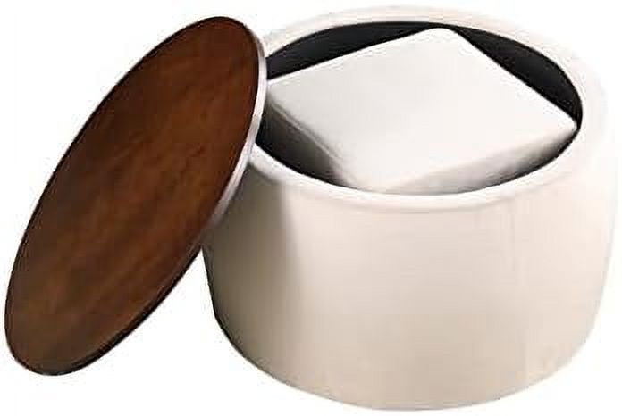 Round Velvet Ottoman with Wooden Lid H40862