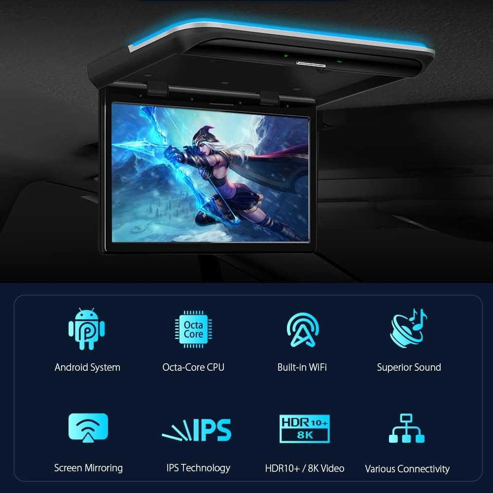 15.6 Inch IPS Car Overhead Monitor with Built-in Stereo Speakers R7713