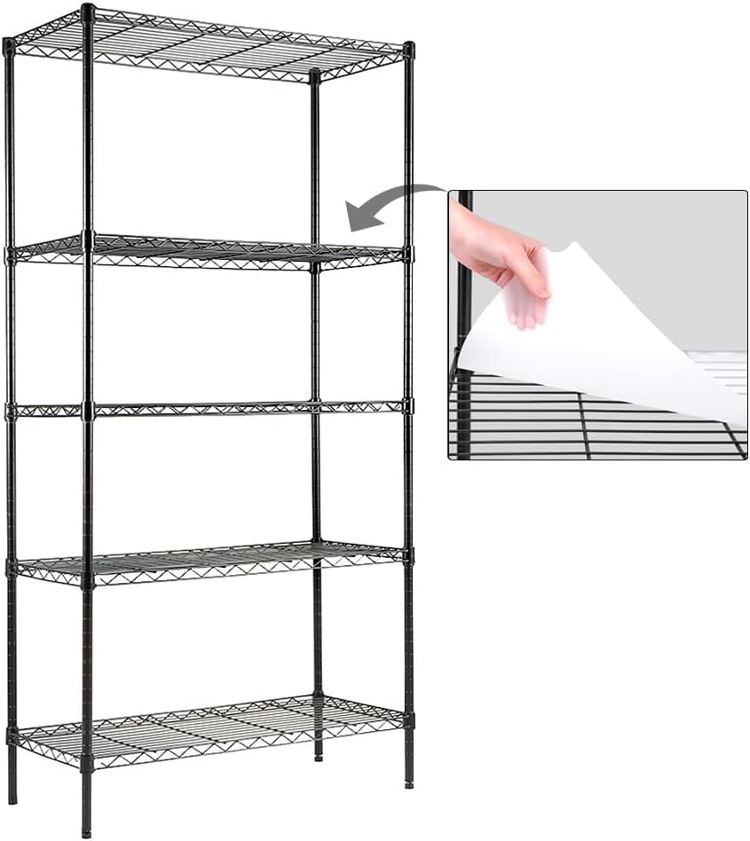 4-Shelf NSF Certified Steel Wire Shelving Unit, 150lbs Capacity Per Shelf, Black, Pack of 2 L88275