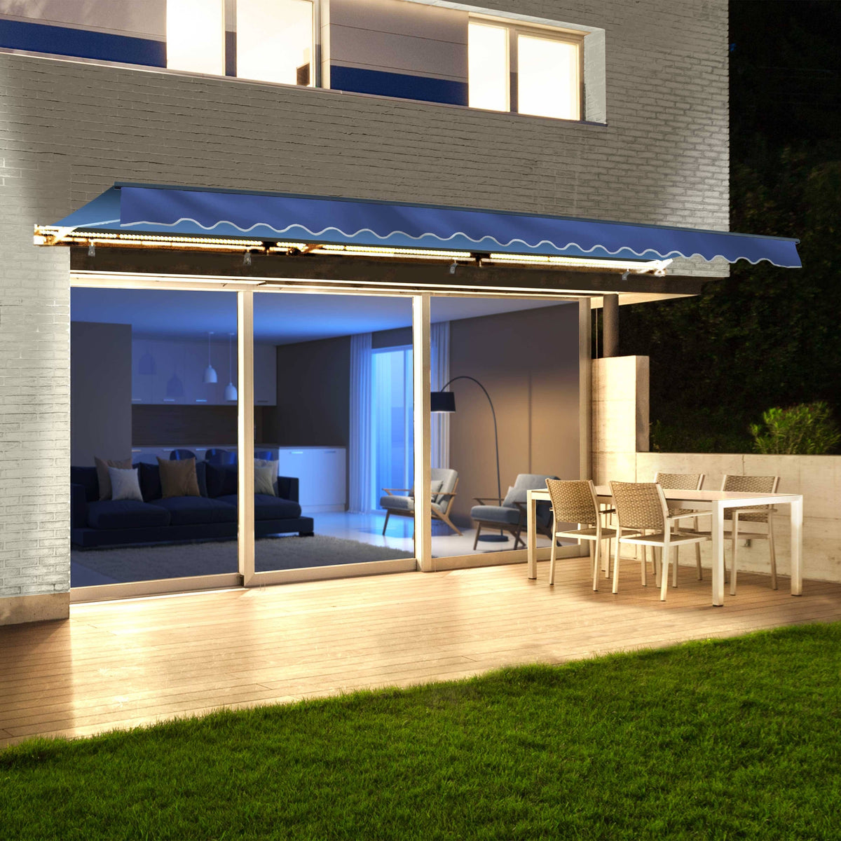 Blue Half Cassette Retractable Awning L4429