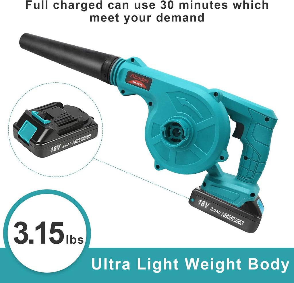 Cordless 2-in-1 Electric Handheld Leaf Blower/Vacuum with 18V 2.0 Ah Lithium Battery, Pack of 2 K893210