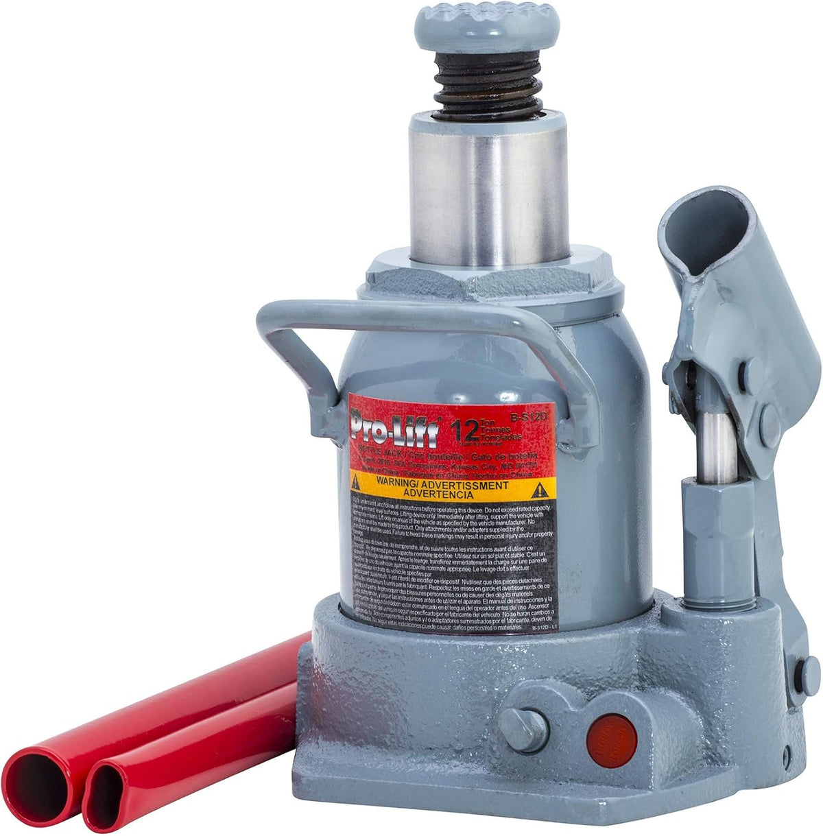 Grey Hydraulic Bottle Jack, 12 Ton Capacity, Pack of 2 P93053