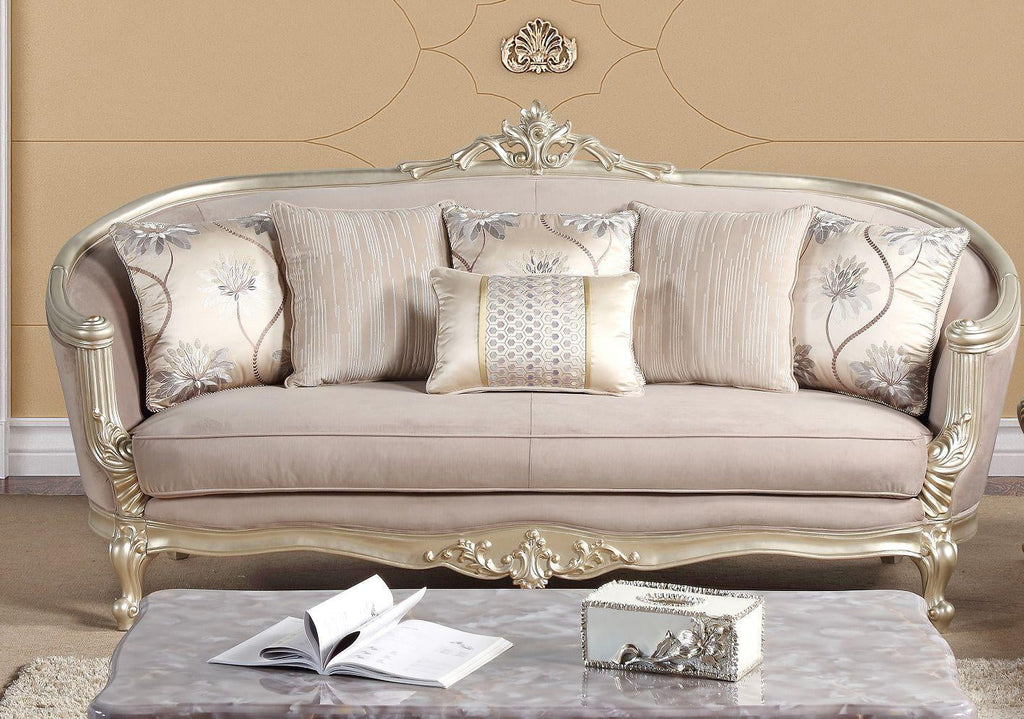 Champagne Finish Wood Sofa Set 2Pcs K830