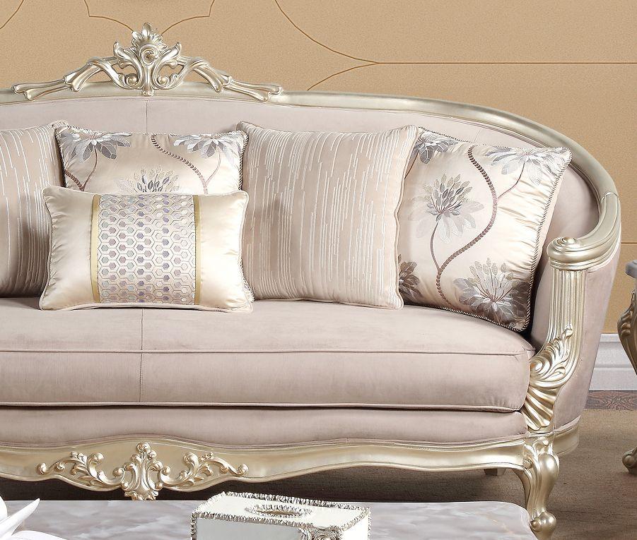 Champagne Finish Wood Sofa Set 2Pcs K830