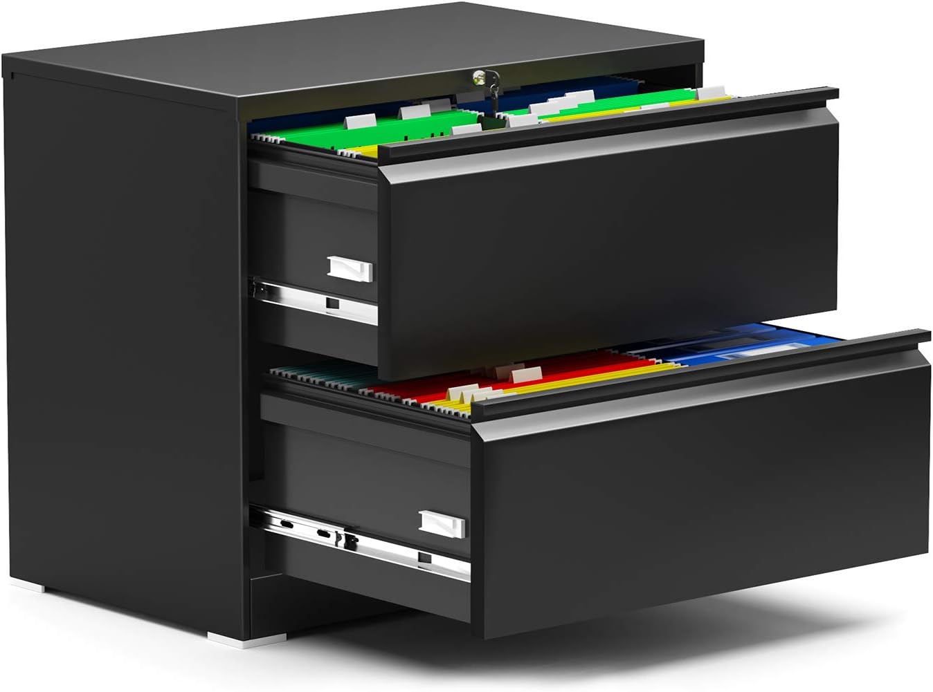 2 Drawer Black Metal Lateral File Cabinet M1646