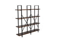 4 Tier Wood and Metal Double Bookcase, Brown and Black H30981