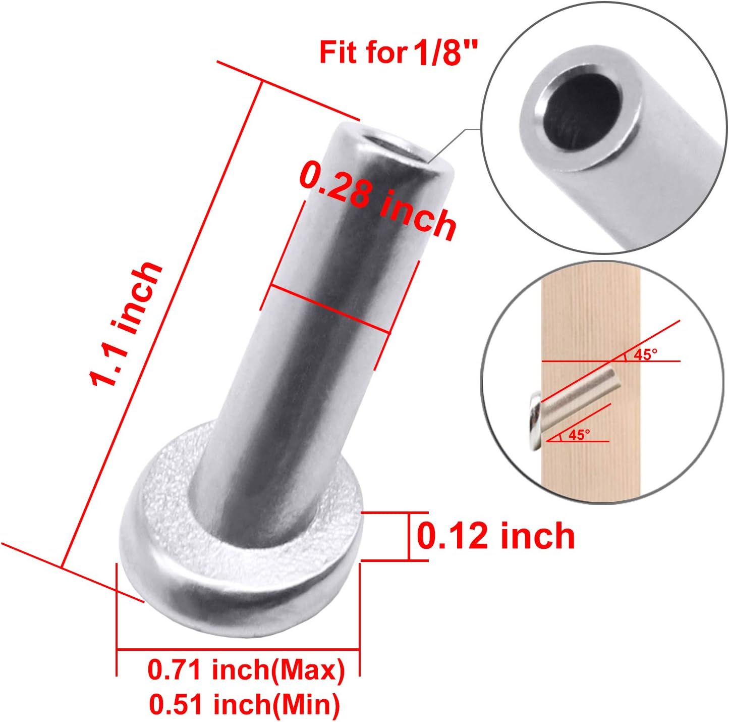 40 Pack T316 Stainless Steel Angle Protector Sleeves for Wire Rope Cable Railing A27695