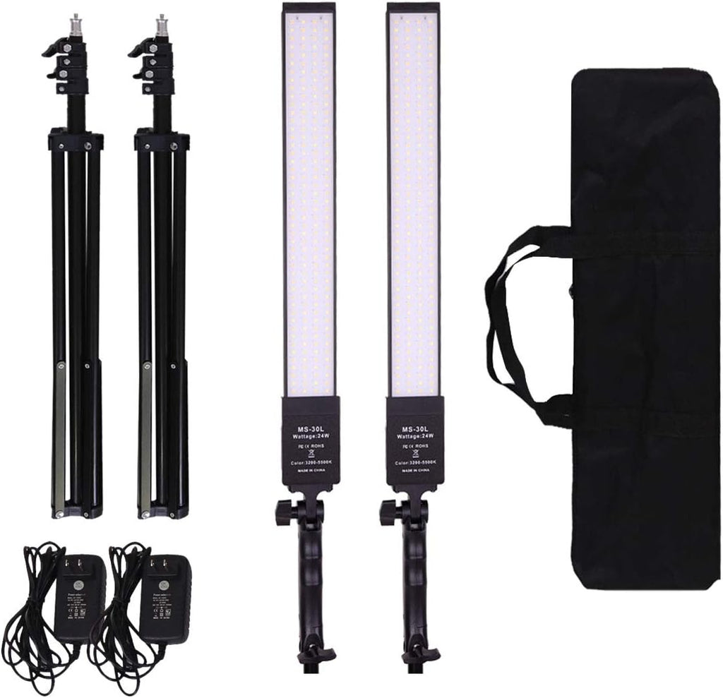 2 Packs Dimmable Bi-Color LED Video Light with Tripod Stand Bag Photography Lighting Kit, 376 LED Beads, 3200-5500K, CRI 96+ C46695