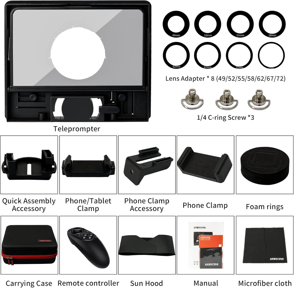10 Folding Teleprompter for DSLR Smartphone and Tablet E27394