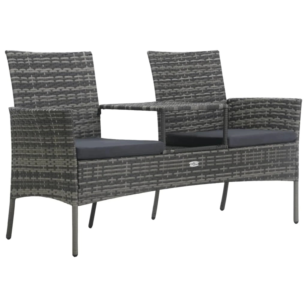 2-Seater Poly Rattan Patio Sofa with Tea Table A4518