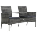 2-Seater Poly Rattan Patio Sofa with Tea Table A4518