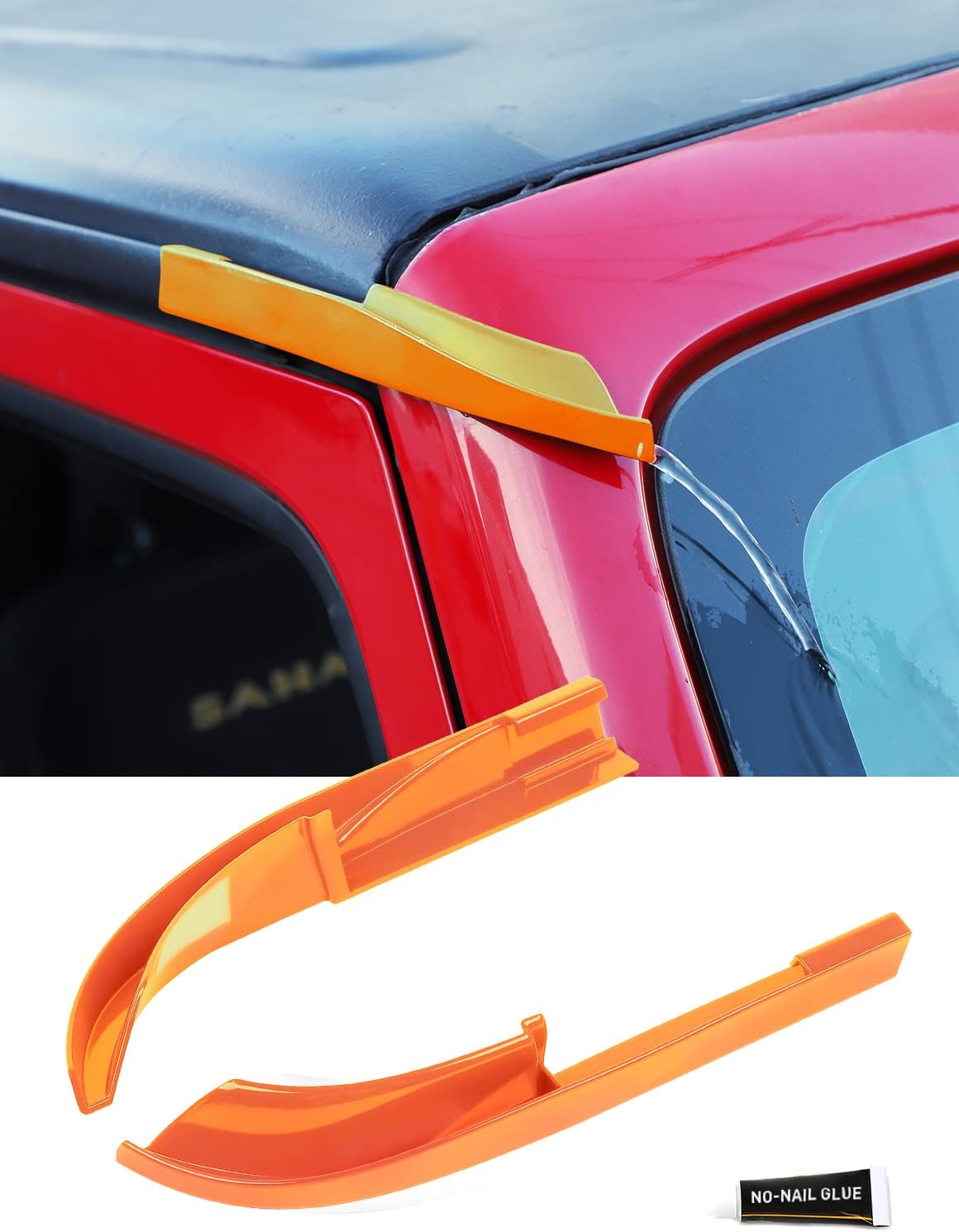Black 2 Pcs ABS Rain Gutter Extensions F75493