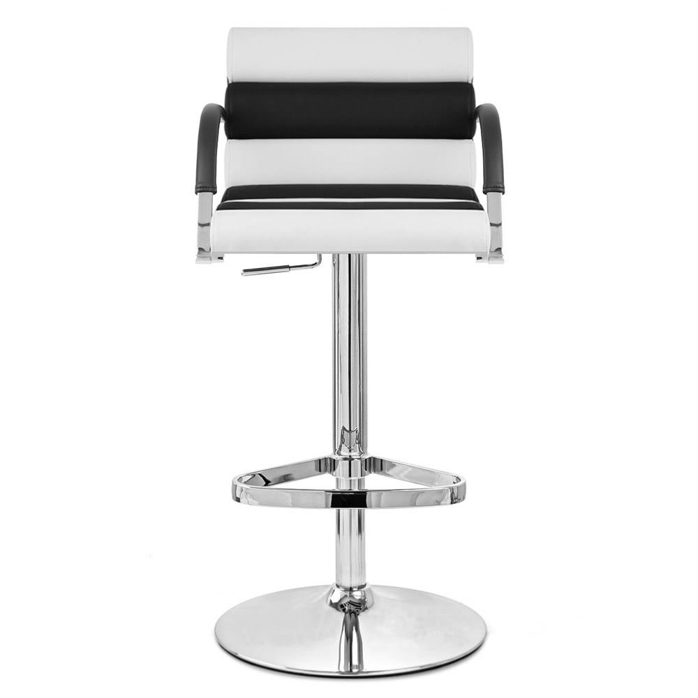 Black and White Adjustable Height Swivel Bar Stool with Chrome Base C312857