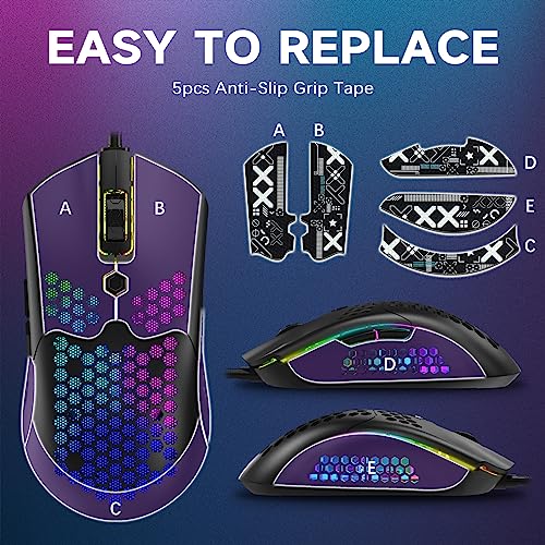 Green 65G Honeycomb Shell Wired Gaming Mouse D8375