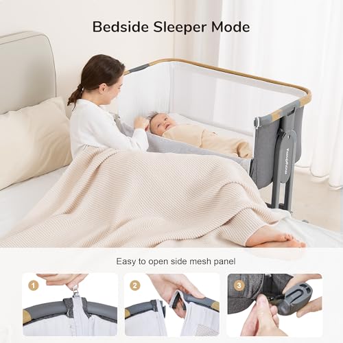 Baby Bassinet with Wheels, Mattress, Sheet, Folding Y467