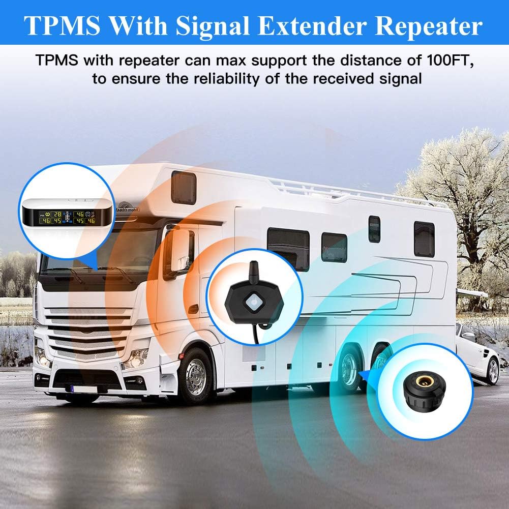 6 External Sensors TPMS Tire Pressure Monitoring System with LCD Color Screen T7145