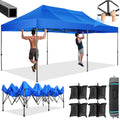 10' x 20' Pop Up Canopy Tent Straight Leg Shelter with Roller Bag, Blue X512346
