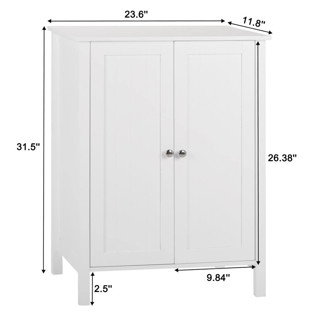 White Free Standing Bathroom Floor Cabinet with Double Doors and Adjustable Shelf K9949