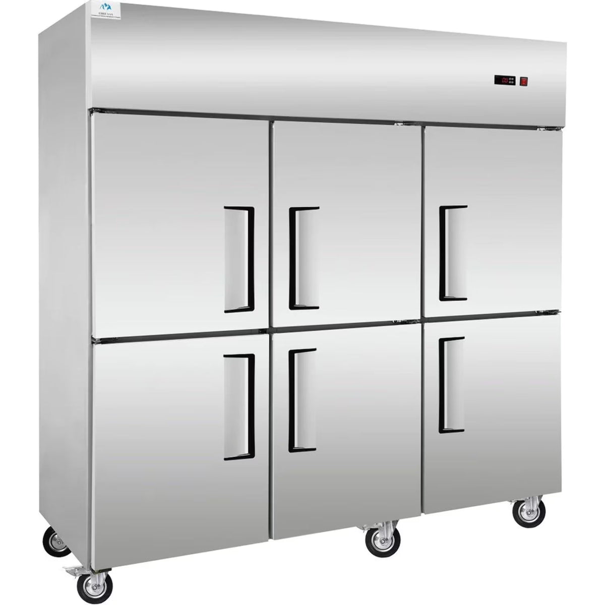 72 Dual Zone Reach-In Refrigerator and Freezer with 6 Solid Half Doors U19059
