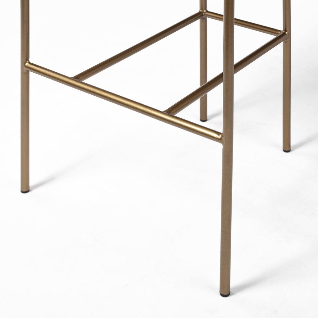 Brown Faux Leather Seat Gold Metal Bar Stool K494665