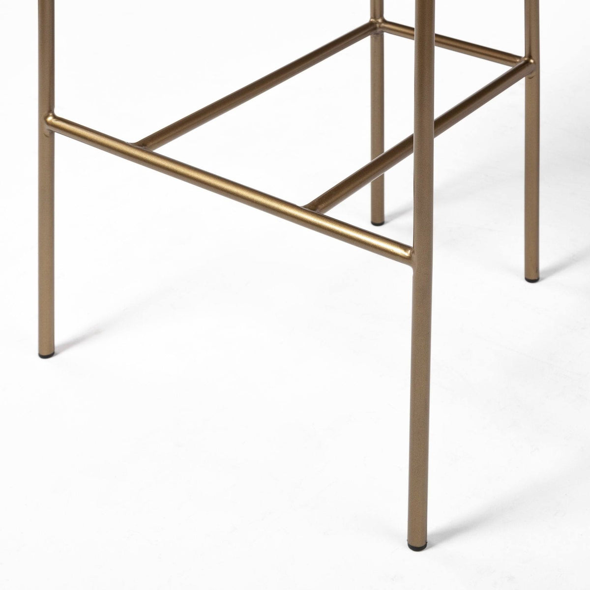 Brown Faux Leather Seat Gold Metal Bar Stool K494665