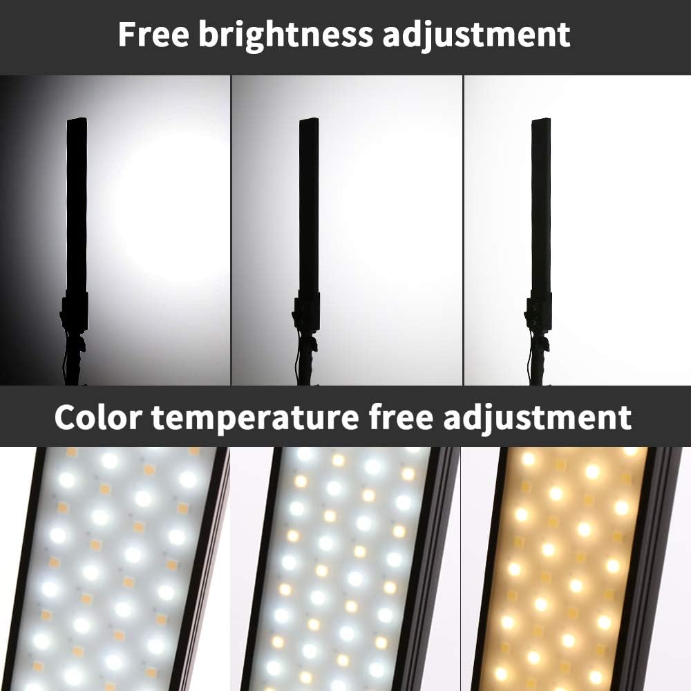 2 Packs Dimmable Bi-Color LED Video Light with Tripod Stand Bag Photography Lighting Kit, 376 LED Beads, 3200-5500K, CRI 96+ C46695