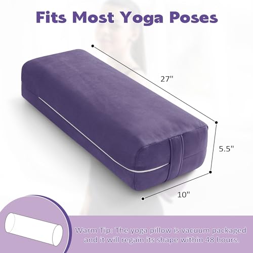 Rectangular Yoga Bolster Pillow with Washable Suede Cover, 27"X10"X5.5" G92921