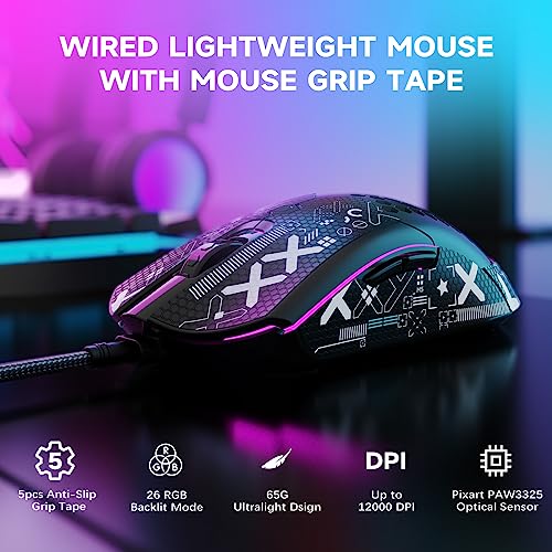 Green 65G Honeycomb Shell Wired Gaming Mouse D8375