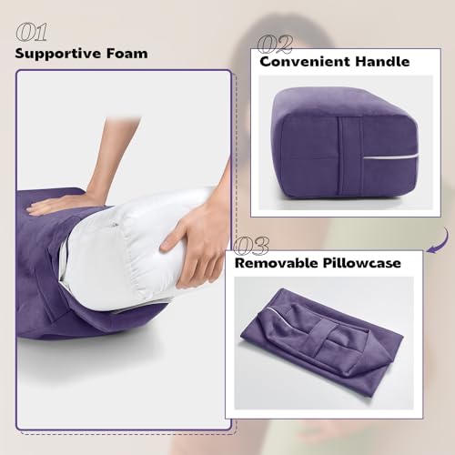 Rectangular Yoga Bolster Pillow with Washable Suede Cover, 27"X10"X5.5" G92921